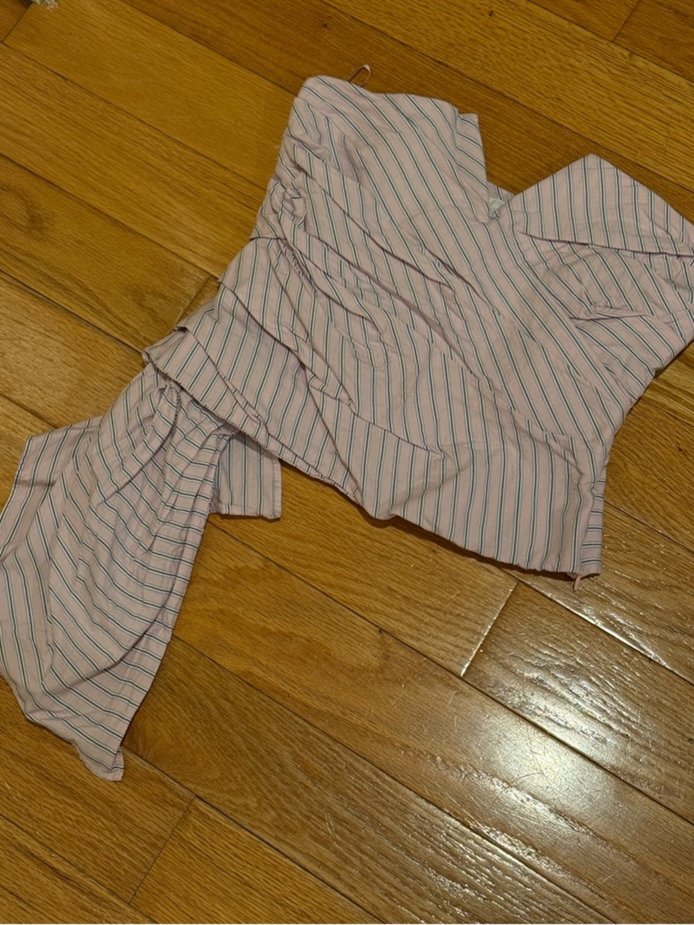 Zara Women’s Pink and Blue Striped Strapless Top